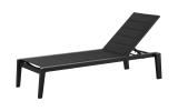 Emoti Outdoor Chaise Lounge Chair;  Sunlounge with padding Black Frame;  Set of 2;  Aluminum