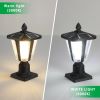 Solar Post Light, Outdoor Patio Fence Post Lamp with Warm and Cool Lights, Decor for Yard Garden Deck, 7.84 x 7.84 x 15 in.