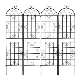 4 Pack Metal Garden Trellis 86.7" x 19.7" Rustproof Trellis for Climbing Plants Outdoor Flower Support Black