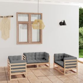 6 Piece Patio Lounge Set with Cushions Solid Pinewood