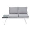 Industrial 5-Piece Aluminum Outdoor Patio Furniture Set; Modern Garden Sectional Sofa Set with End Tables; Coffee Table and Furniture Clips for Backya