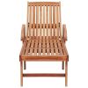 Sun Lounger with Wine Red Cushion Solid Teak Wood