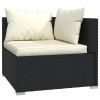 7 Piece Patio Lounge Set with Cushions Poly Rattan Black