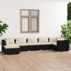 7 Piece Patio Lounge Set with Cushions Poly Rattan Black