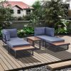 5-Piece Patio Sectional Sofa Set Couch Furniture Aluminum Frame built in table With Cushions and a end table