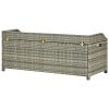 Patio Storage Bench 47.2" Poly Rattan Gray