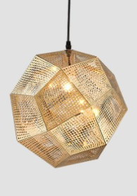 Pendant Modern Simple Grid Light Shadow Polyhedral Ball (Option: Gold-16cm)