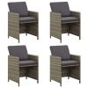 Patio Chairs with Cushions 4 pcs Poly Rattan Gray