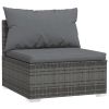 4 Piece Patio Lounge Set with Cushions Gray Poly Rattan